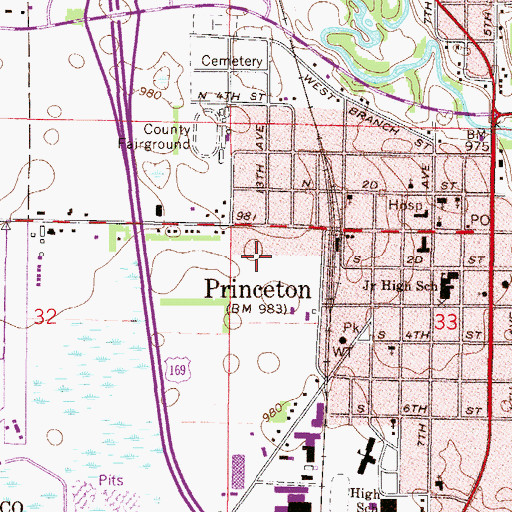 Topographic Map of City of Princeton, MN
