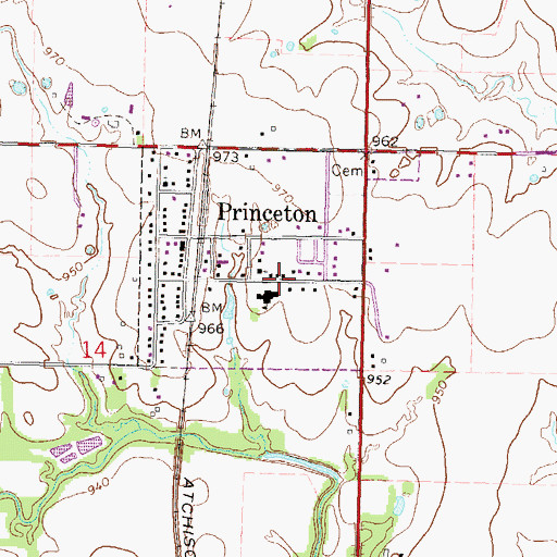 Topographic Map of City of Princeton, KS