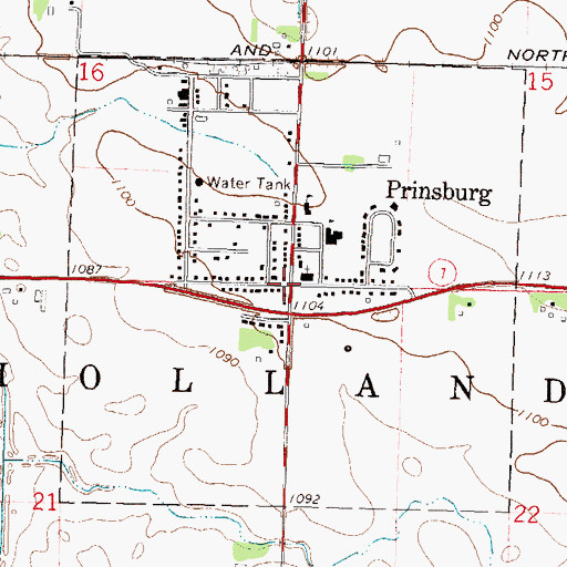 Topographic Map of City of Prinsburg, MN