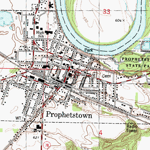 Topographic Map of City of Prophetstown, IL