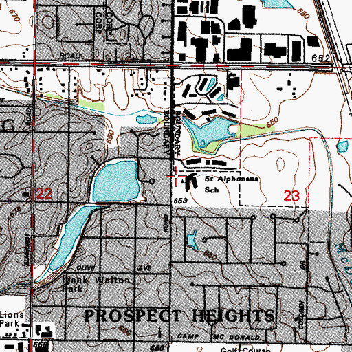Topographic Map of City of Prospect Heights, IL