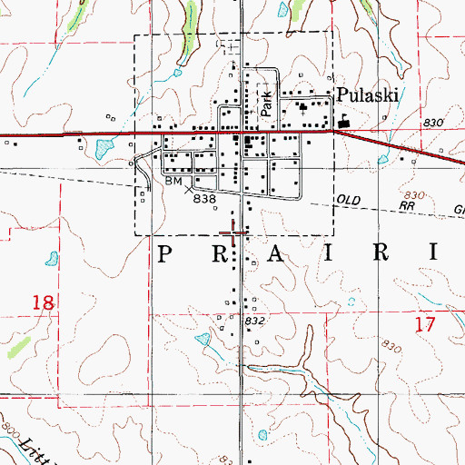 Topographic Map of City of Pulaski, IA