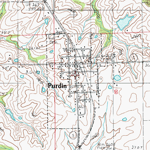 Topographic Map of City of Purdin, MO