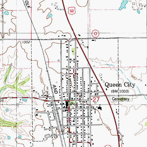 Topographic Map of City of Queen City, MO
