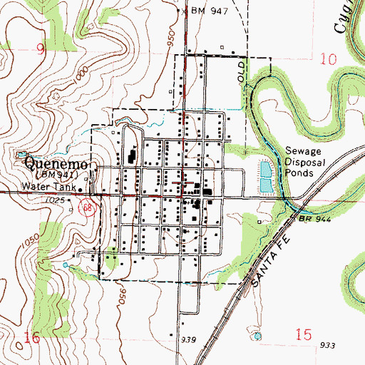 Topographic Map of City of Quenemo, KS