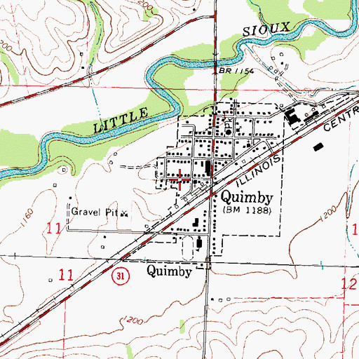 Topographic Map of City of Quimby, IA