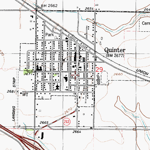 Topographic Map of City of Quinter, KS