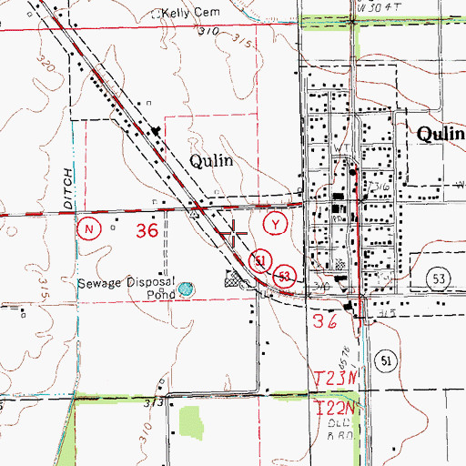 Topographic Map of City of Qulin, MO