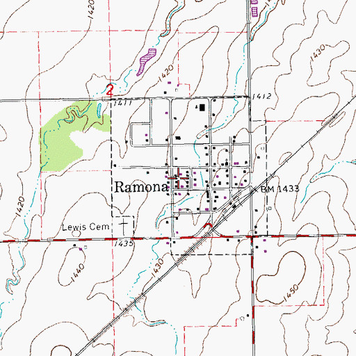 Topographic Map of City of Ramona, KS