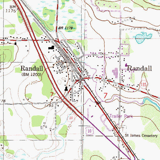 Topographic Map of City of Randall, MN