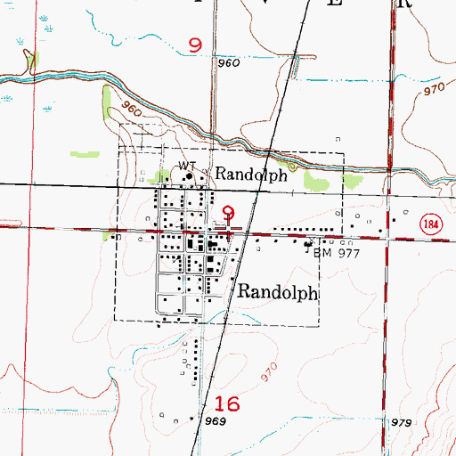 Topographic Map of City of Randolph, IA
