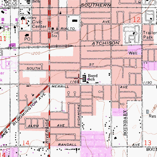 Topographic Map of Boyd Elementary School, CA
