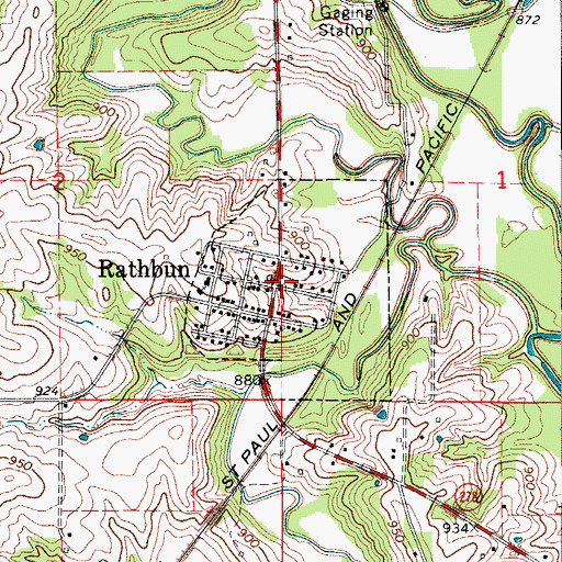 Topographic Map of City of Rathbun, IA