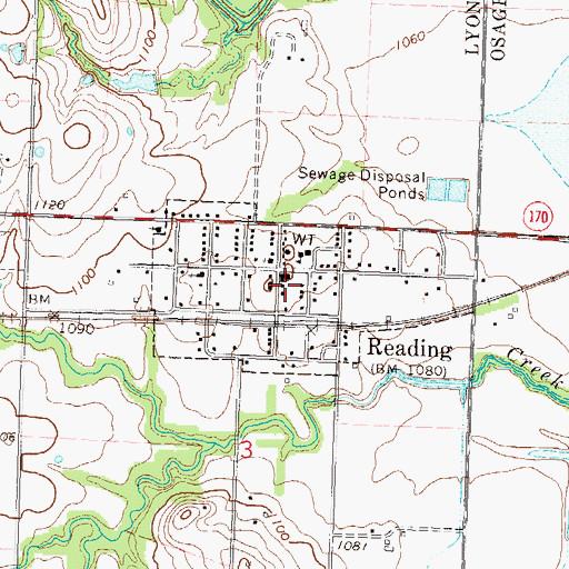Topographic Map of City of Reading, KS