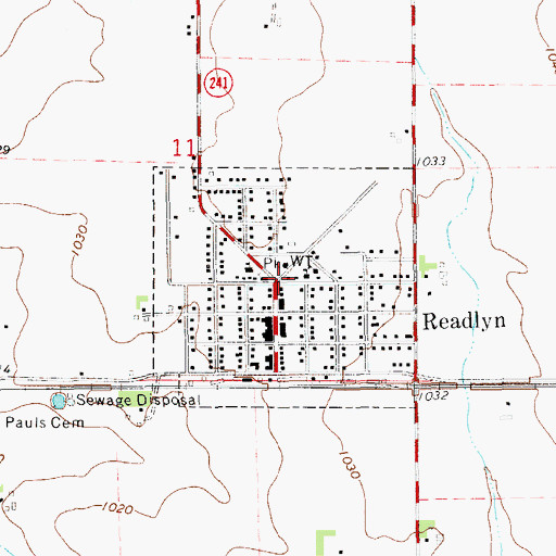 Topographic Map of City of Readlyn, IA