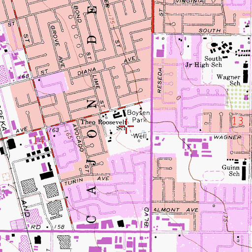 Topographic Map of Boysen Park, CA