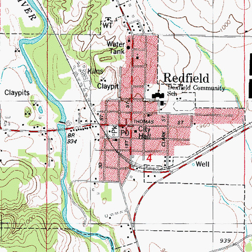 Topographic Map of City of Redfield, IA