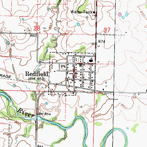 Topographic Map of City of Redfield, KS
