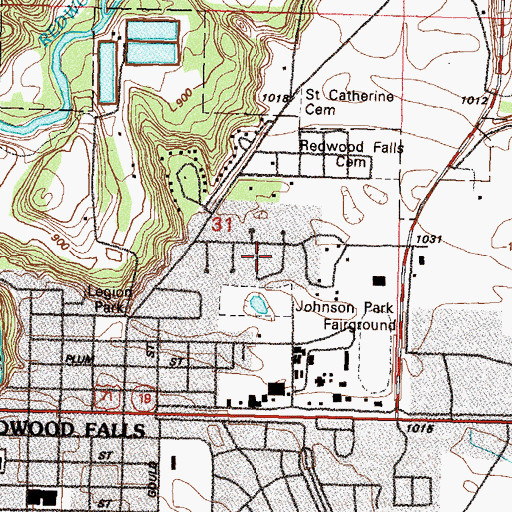Topographic Map of City of Redwood Falls, MN