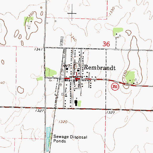 Topographic Map of City of Rembrandt, IA