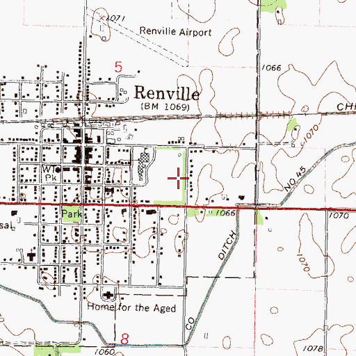 Topographic Map of City of Renville, MN