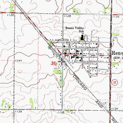 Topographic Map of City of Renwick, IA