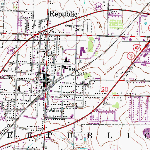 Topographic Map of City of Republic, MO
