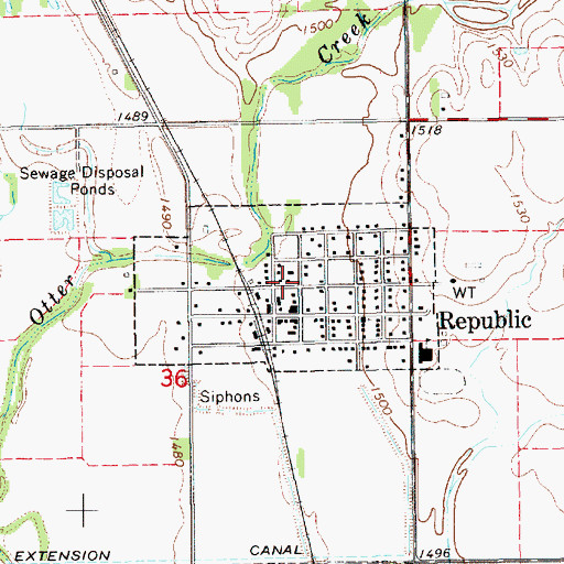 Topographic Map of City of Republic, KS