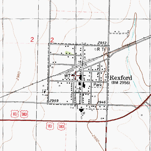 Topographic Map of City of Rexford, KS