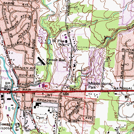 Topographic Map of City of Reynoldsburg, OH