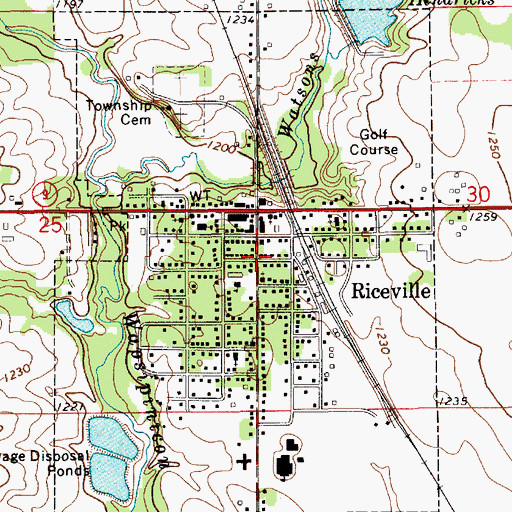 Topographic Map of City of Riceville, IA