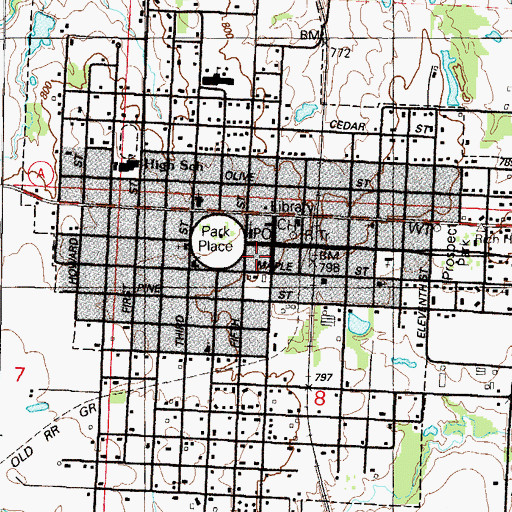 Topographic Map of City of Rich Hill, MO