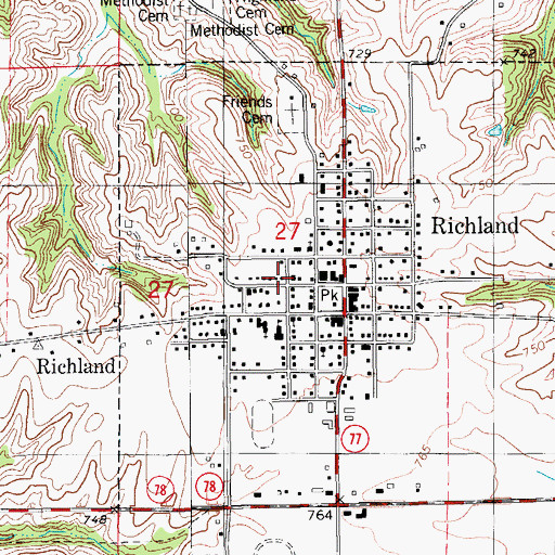 Topographic Map of City of Richland, IA