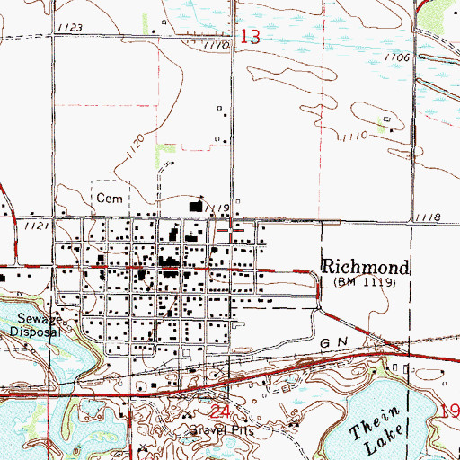 Topographic Map of City of Richmond, MN