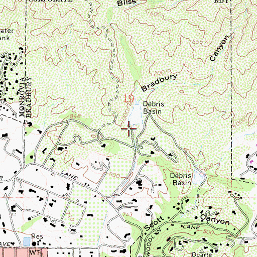 Topographic Map of Bradbury Canyon, CA