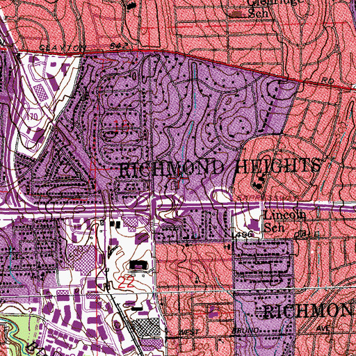 Topographic Map of City of Richmond Heights, MO