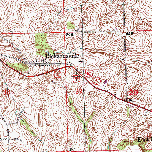 Topographic Map of City of Rickardsville, IA