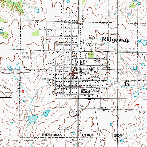 Topographic Map of City of Ridgeway, MO
