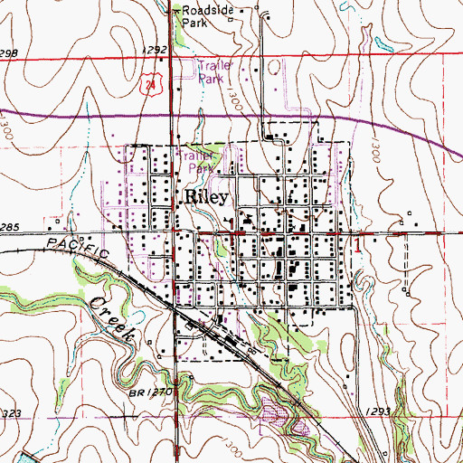 Topographic Map of City of Riley, KS