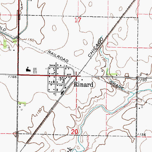Topographic Map of City of Rinard, IA
