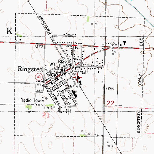 Topographic Map of City of Ringsted, IA