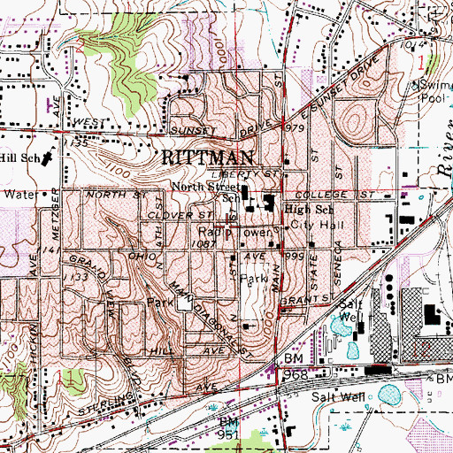 Topographic Map of City of Rittman, OH
