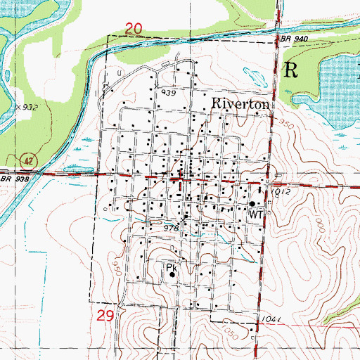 Topographic Map of City of Riverton, IA