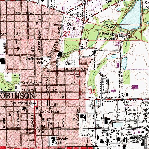 Topographic Map of City of Robinson, IL