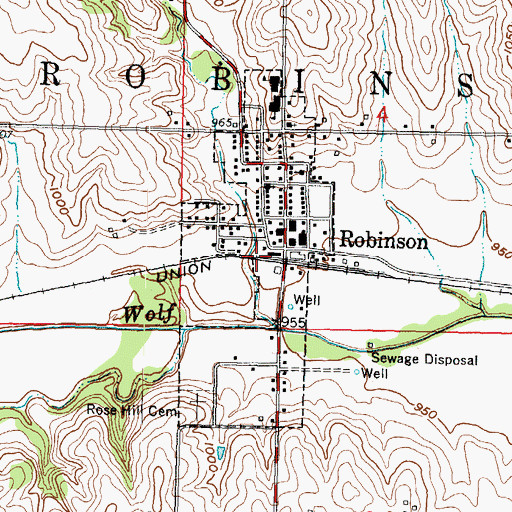 Topographic Map of City of Robinson, KS