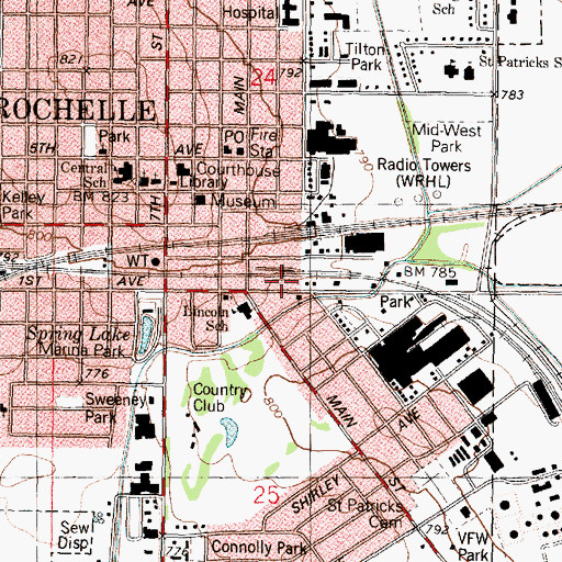 Topographic Map of City of Rochelle, IL