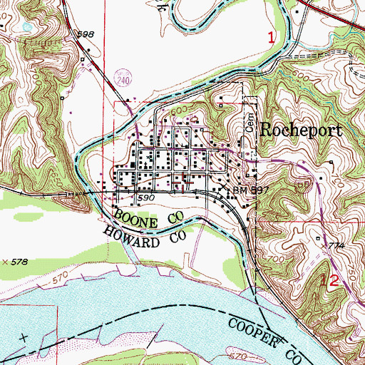 Topographic Map of City of Rocheport, MO