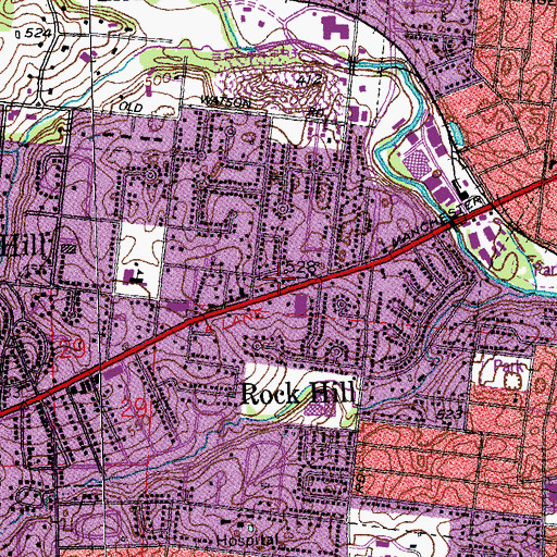 Topographic Map of City of Rock Hill, MO