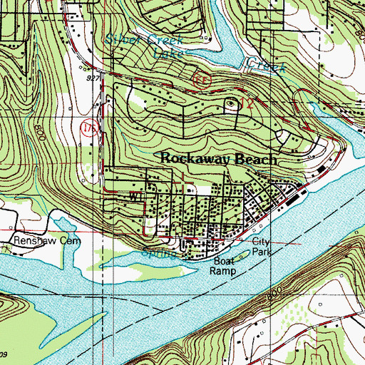 Topographic Map of City of Rockaway Beach, MO