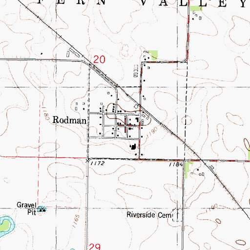 Topographic Map of City of Rodman, IA